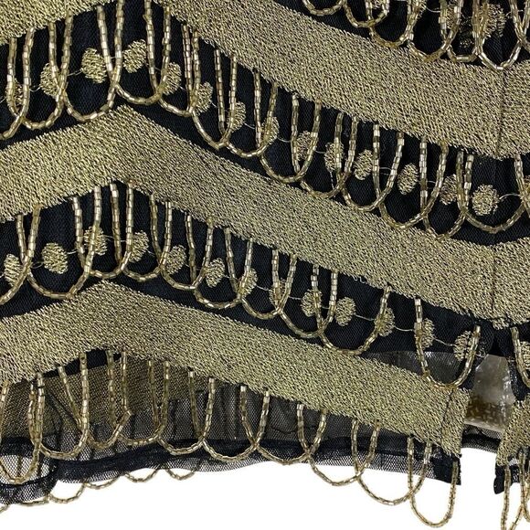What Goes Around Comes Around Black Gold Bead Mini Skirt Sz S NWOT - Picture 7 of 12